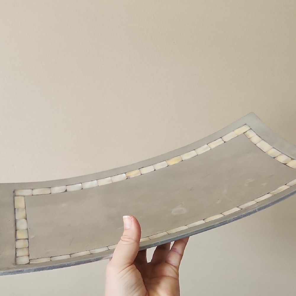 Elegant Stone Mosaic Tray Mother Of Pearls